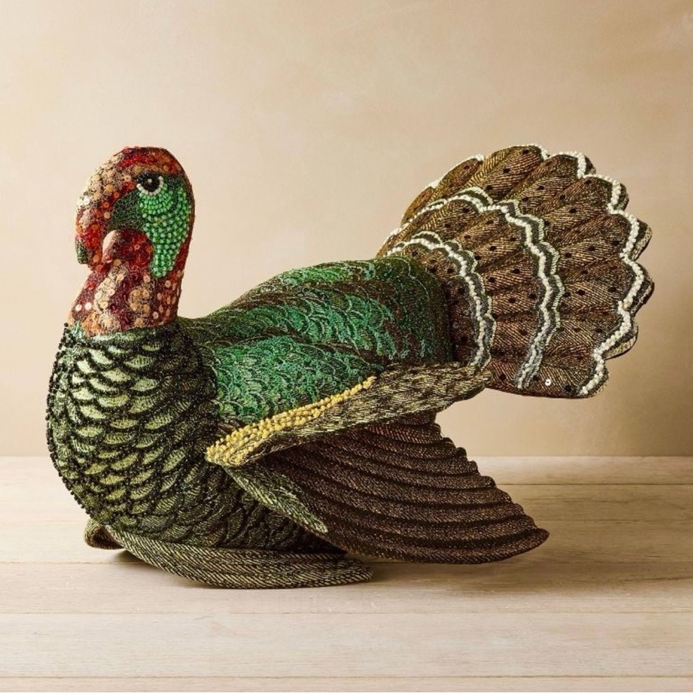16"x15" Beaded Turkey Novelty Plush Pillow - John Derian for Target